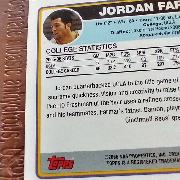 Jordon Farmar basketball card - Picture 3 of 9